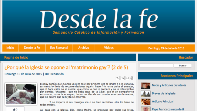 El matrimonio gay causa daños a la salud física, psicológica y espiritual: Iglesia católica