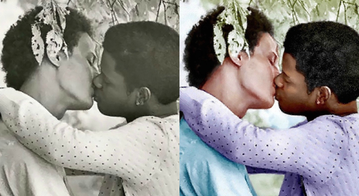 *Este artista transforma retratos antiguos de parejas LGBT+* de blanco y negro a color
