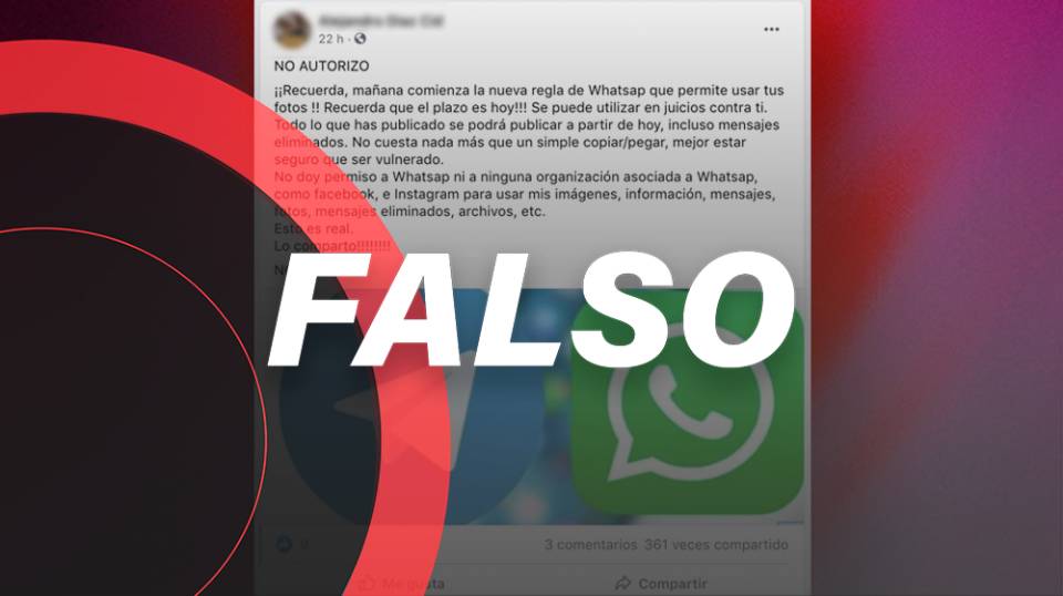 Copiar y pegar este mensaje no cambia cómo WhatsApp trata tus datos