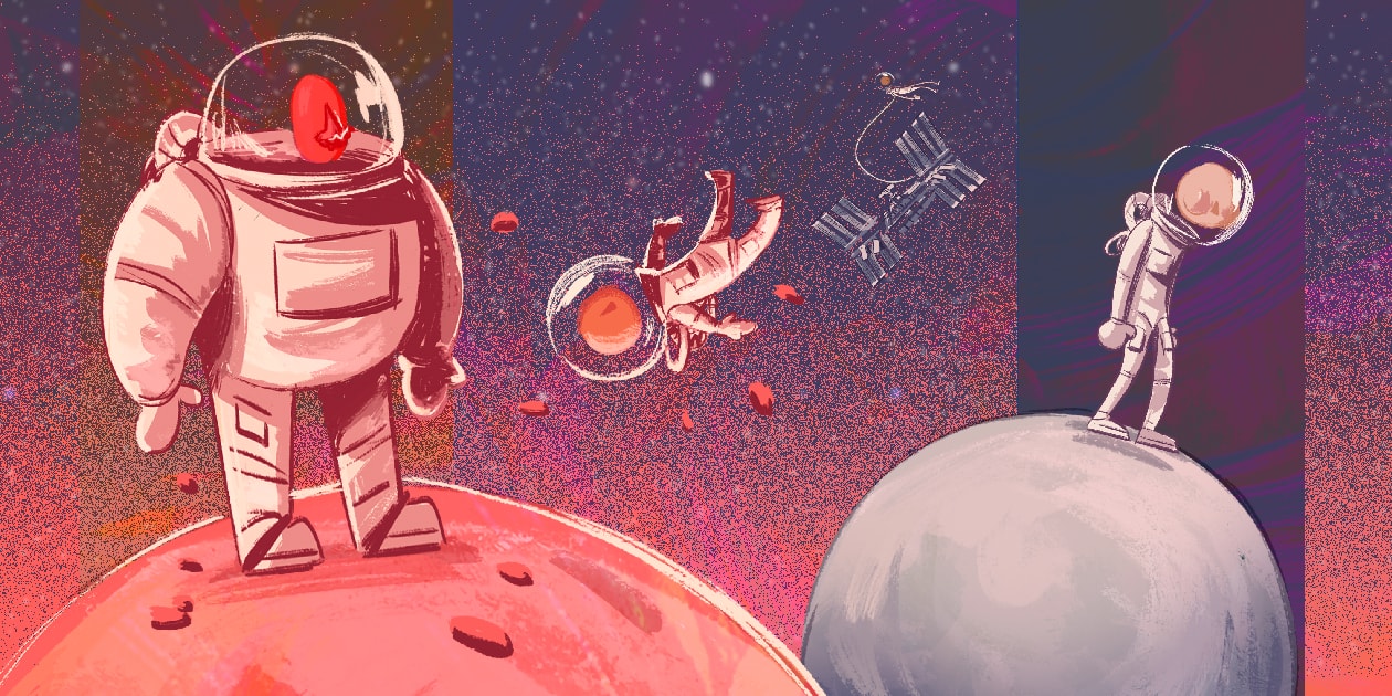 Así nos veríamos si hubiéramos nacido en *el espacio, la Luna o Marte*