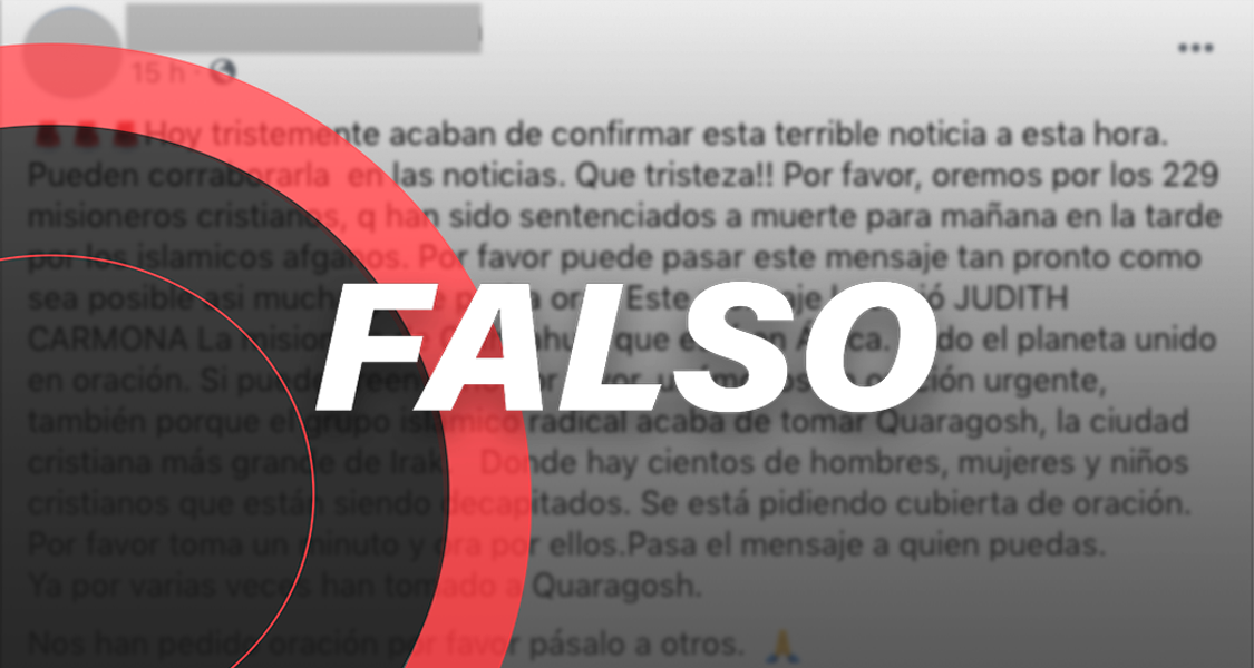 No sentenciaron a muerte a 229 misioneros cristianos en Afganistán...