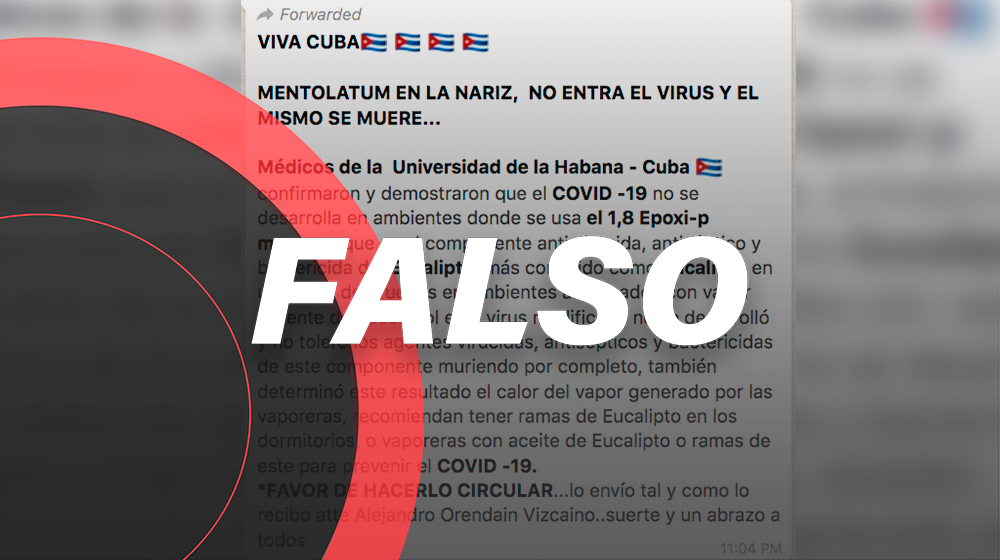 Lo sentimos: *Ningún estudio cubano demostró que el eucalipto prevenga el Covid-19*