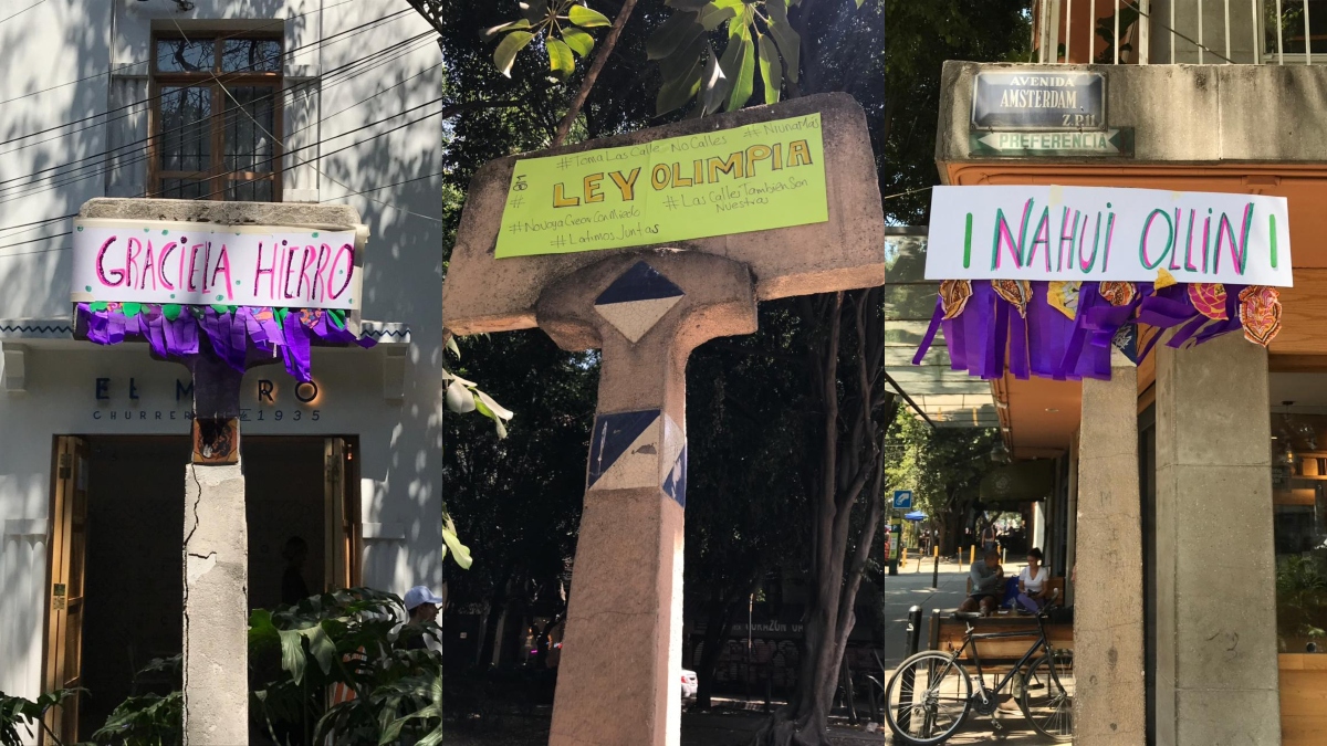 #LasCallesTambiénSonNuestras: *Mujeres renombran calles... pero carteles no duran ni un día*