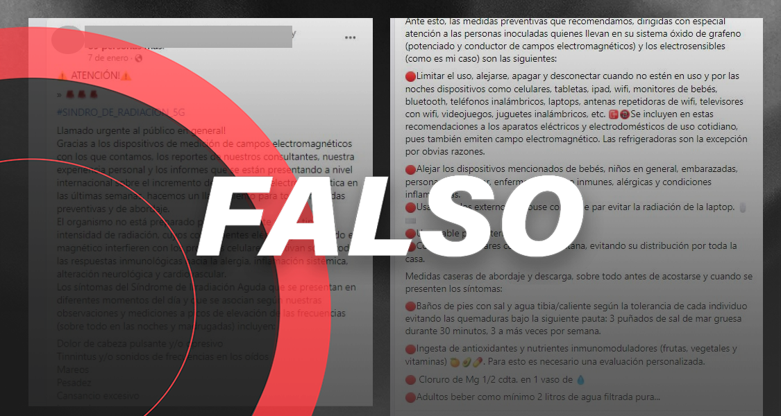 Es falso que exista un síndrome de radiación 5G y que vacunas tengan grafeno