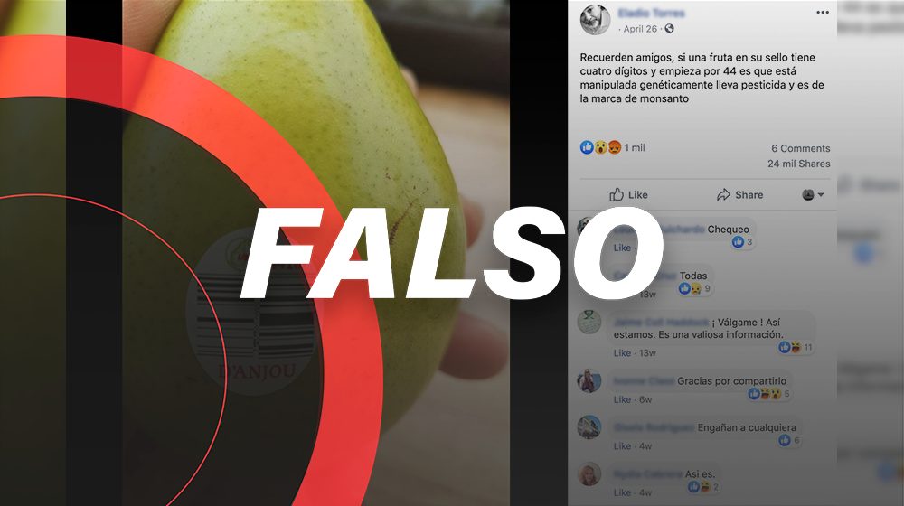 No, la estampa de cuatro dígitos en frutas no significa que sean transgénicas