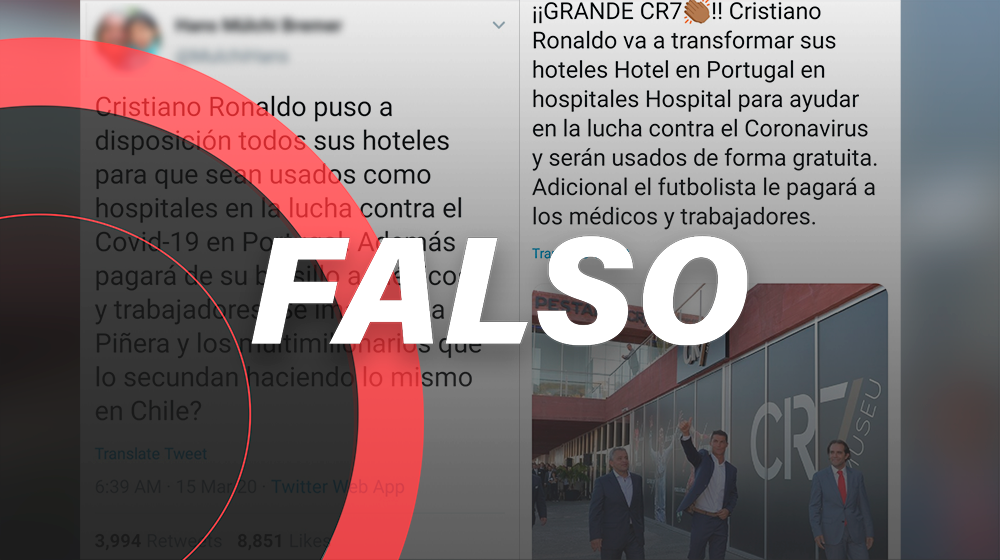 *Hoteles de Cristiano Ronaldo* no se convirtieron en hospitales para atender Covid-19