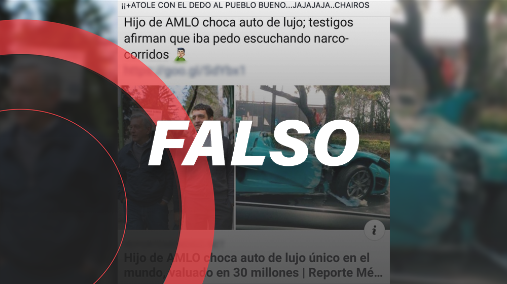 El auto de 30 millones de pesos que chocó en Reforma no es del hijo de AMLO