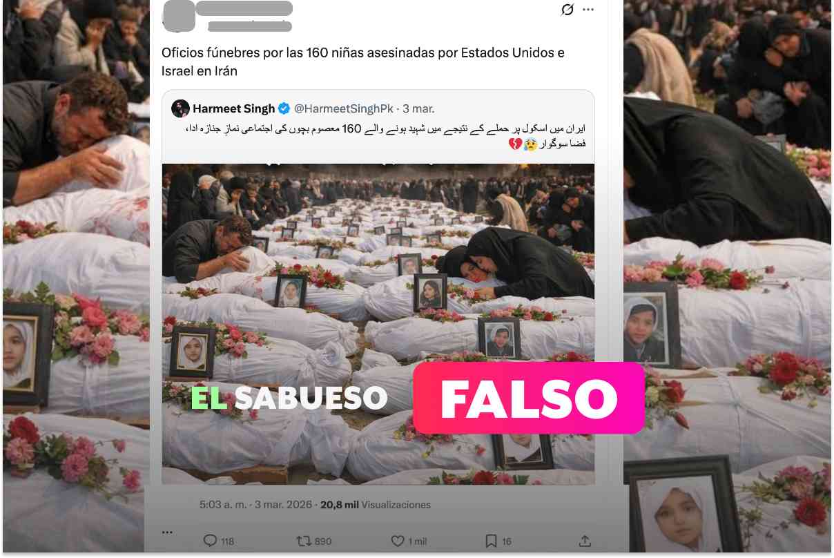 Imagen de supuesto funeral de niñas fallecidas en bombardeo en Irán es falsa
