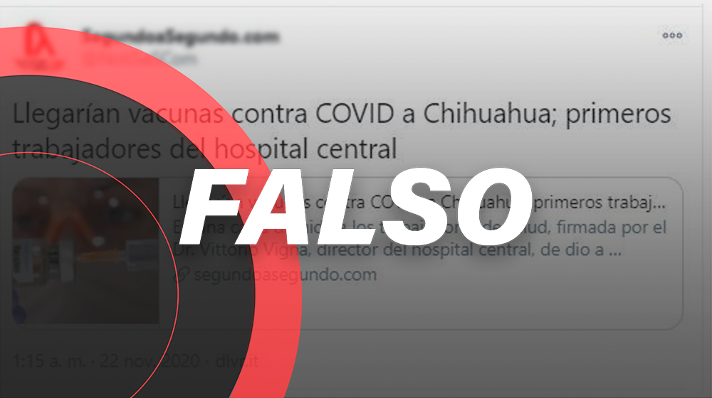 Es falso que vacunas contra COVID en Chihuahua se aplicarán el 27 de noviembre