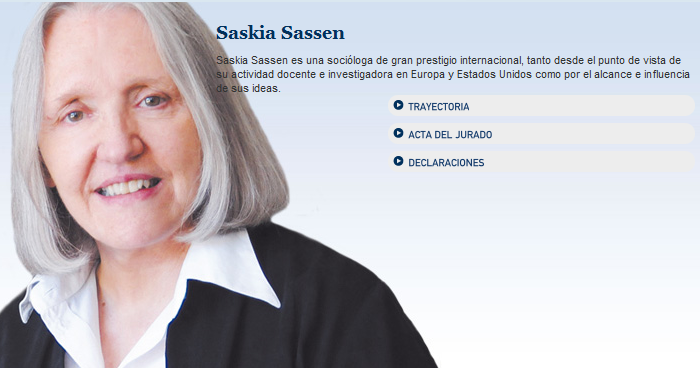 Saskia Sassen, Príncipe de Asturias en Ciencias Sociales 2013 (textos en español)