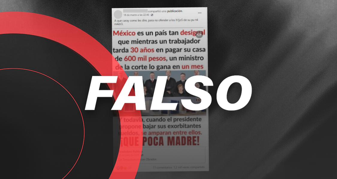 El sueldo de los Ministros de la Corte no es de 600 mil pesos mensuales