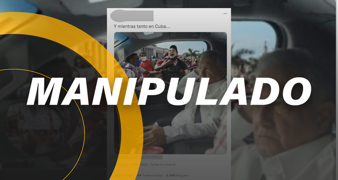 AMLO no fue captado en Cuba ignorando a manifestantes, es una foto editada