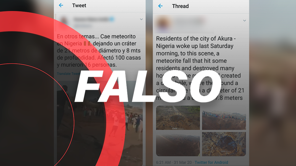 Es falso que cayó un meteorito en Akure, una ciudad de Nigeria