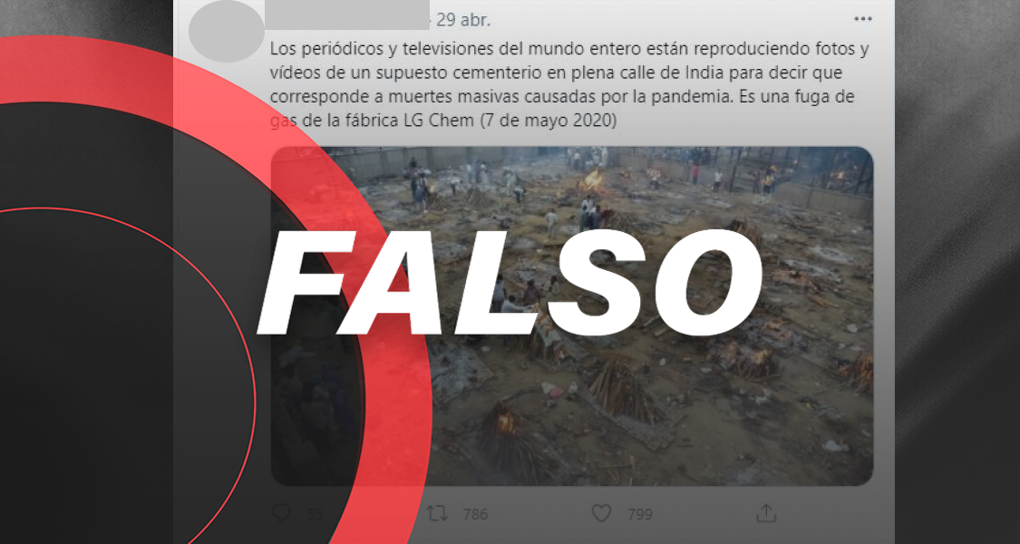 Esta imagen no es de víctimas por fuga de gas, son muertos por COVID en India