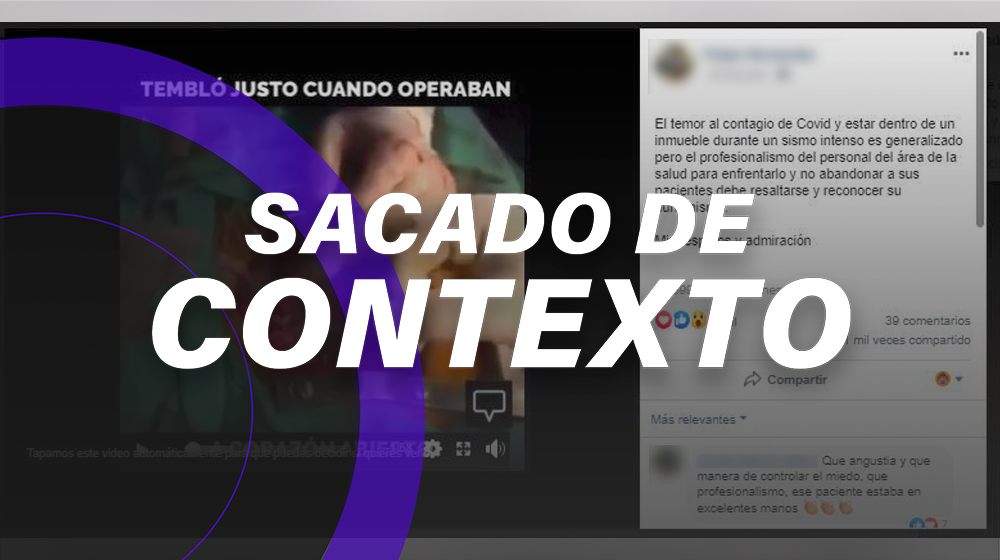 Este video de una cirugía en pleno sismo es de 2017, no de junio de 2020