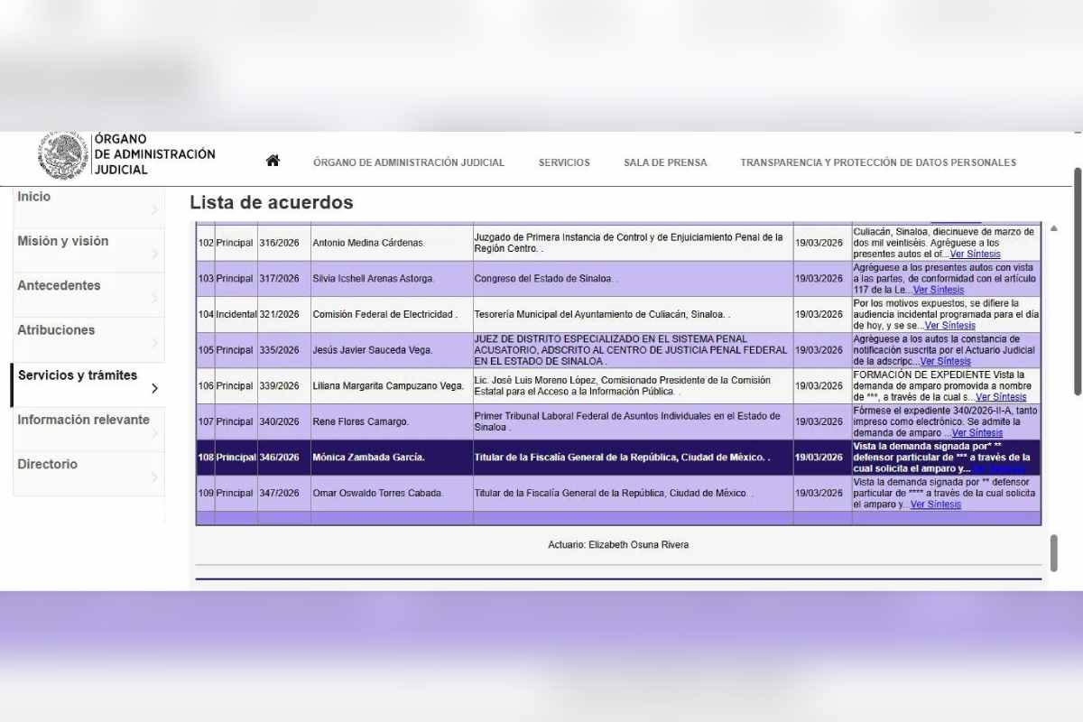 Mónica Zambada y ‘El Patas’ tramitaron amparos contra la FGR durante el operativo de El Salado