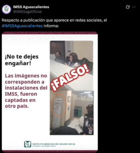 Fuente: captura de pantalla de la publicación del IMSS Aguascalientes en X. 