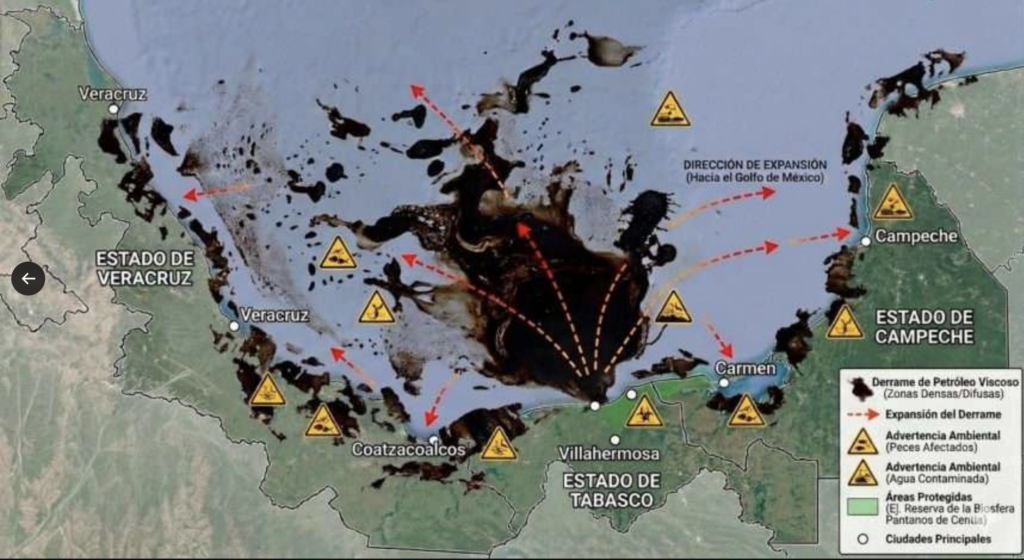 De acuerdo con el mapa interactivo de la Red Corredor Arrecifal del Golfo de México, más de 60 sitios han sido afectados por este derrame.