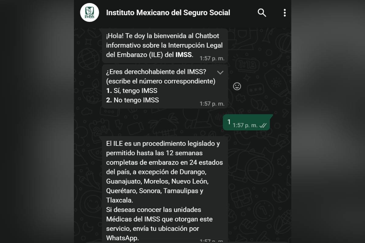 Chatbot interrupción legal del embarazo imss