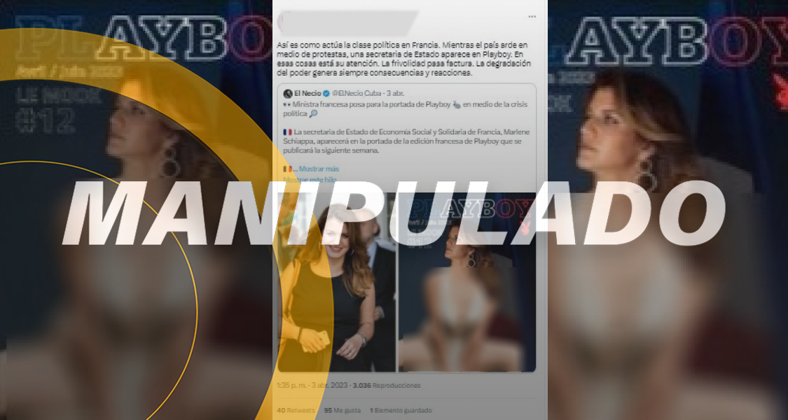 Esta no es la portada de Playboy con la secretaria de Estado francesa; es una imagen manipulada 
