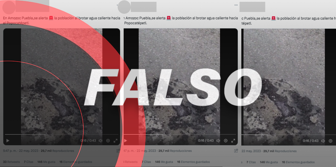 No brota agua caliente de autopista en Puebla, es en Ecuador