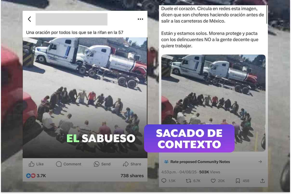 Transportistas no rezaron en las carreteras de México; foto se tomó en Honduras durante la pandemia