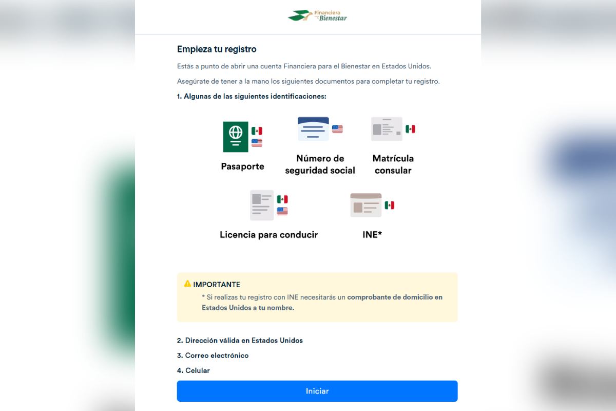 Página de registro Finabien