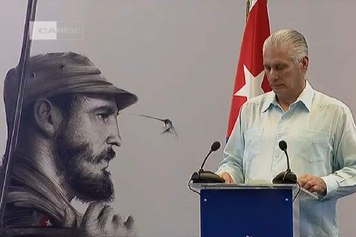 Presidente de Cuba durante conferencia de prensa México alimentos ayuda humanitaria