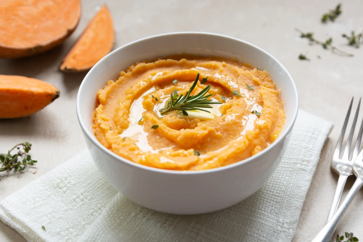 Receta de puré de camote cremoso para acompañar tu proteína