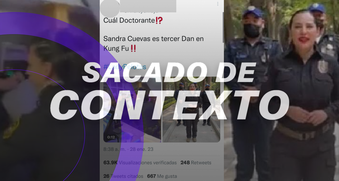¿Sandra Cuevas golpea a personas en un restaurante? Falso, ella no es la mujer vestida de policía