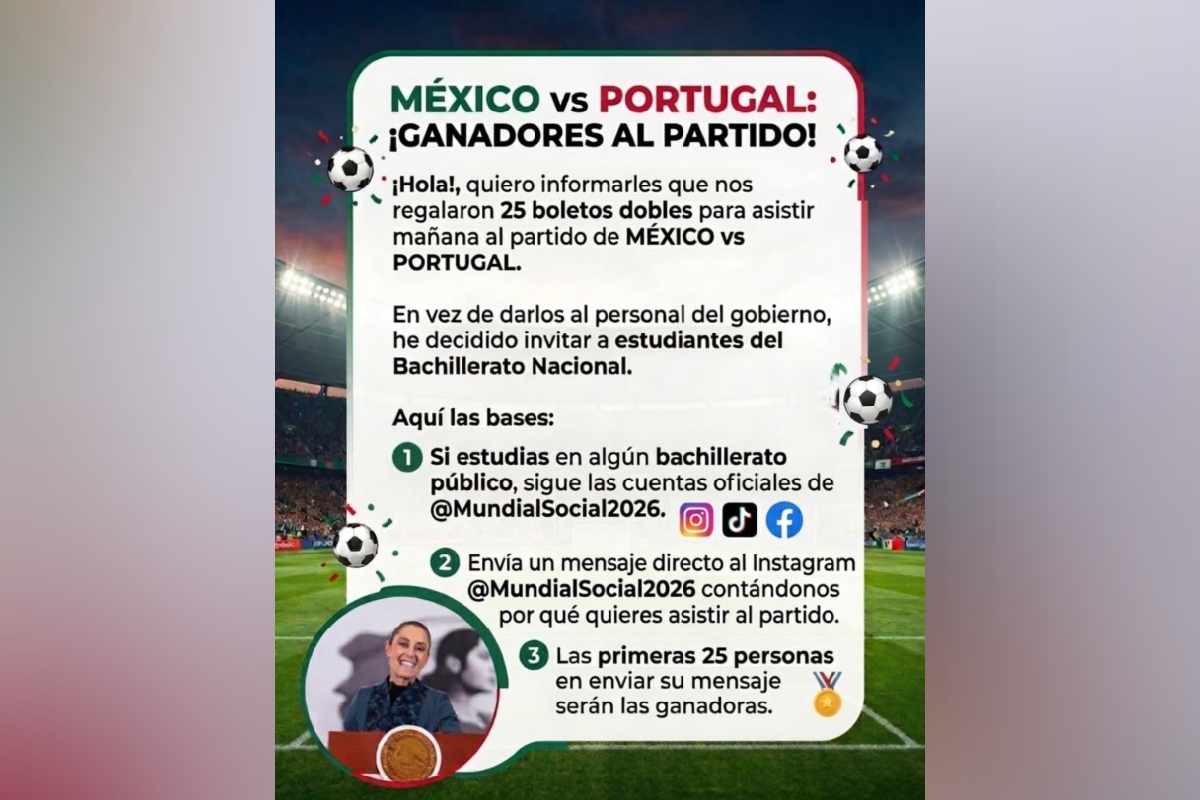 Sheinbaum regala boletos a estudiantes de bachillerato para el México vs Portugal; así puedes obtenerlos