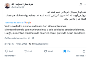 No hay información oficial de que 180 soldados de las fuerzas armadas de Estados Unidos hayan sido capturados por el ejército de Irán. Además, El Sabueso detectó que las imágenes se crearon con el programa digital Gemini.