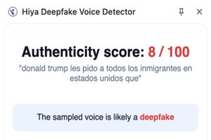 Fuente: resultado de la herramienta Hiya Deepfake Voice Detector.