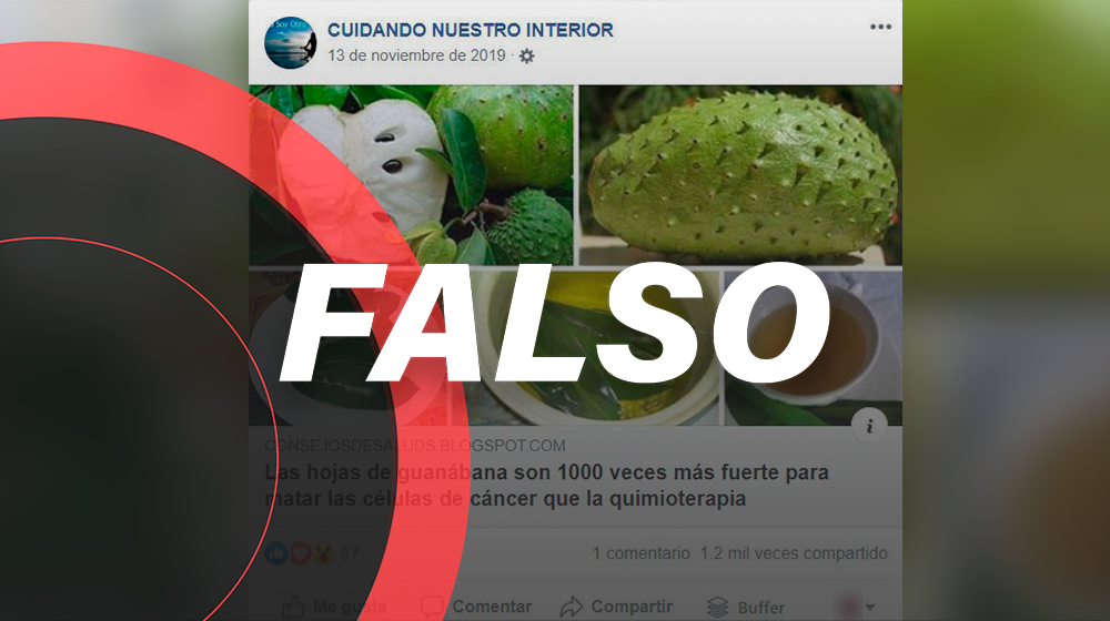 No, tomar un tecito diario de hojas de *guanábana no cura el cáncer*