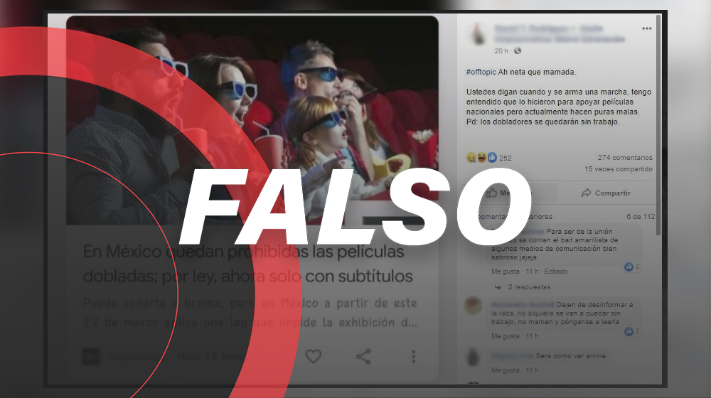 Es falso que en México prohibieron las películas dobladas