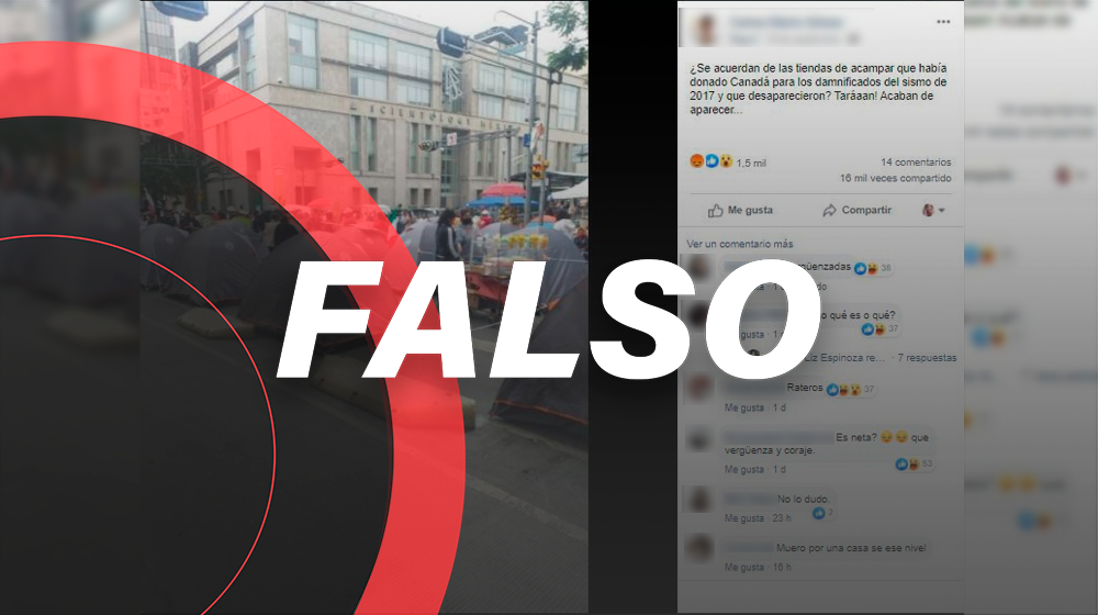 Es falso que Frena use casas de campaña que donó Canadá en 2017