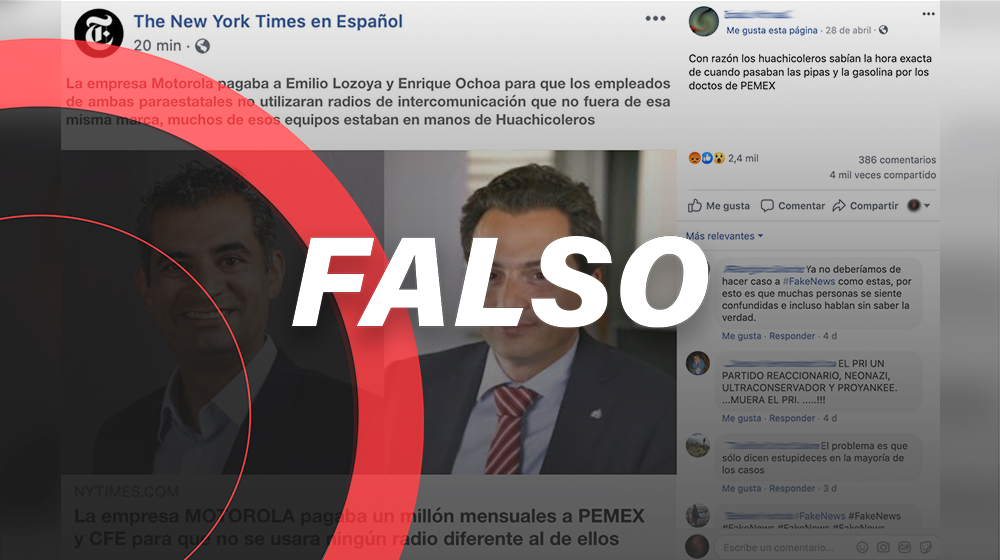 The New York Times no publicó supuesta relación entre Pemex, CFE y Motorola