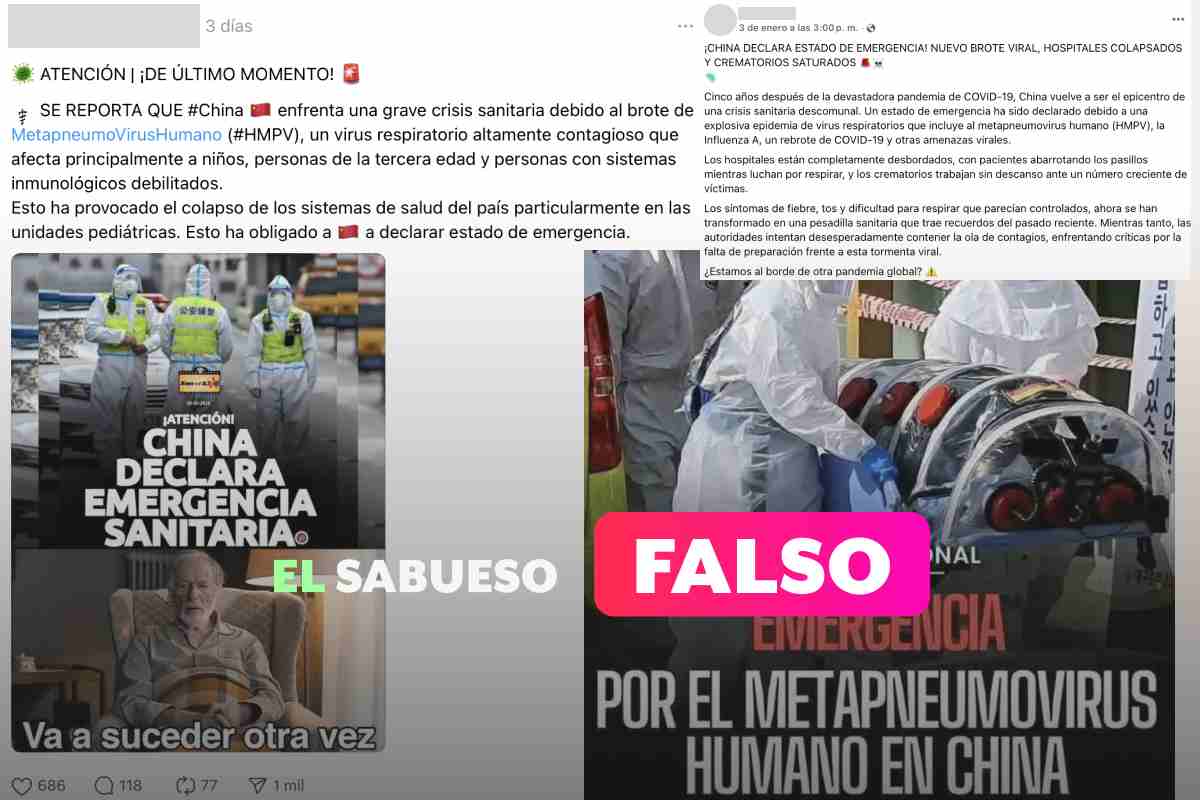 Falso, China no declaró emergencia sanitaria por el virus hMPV 