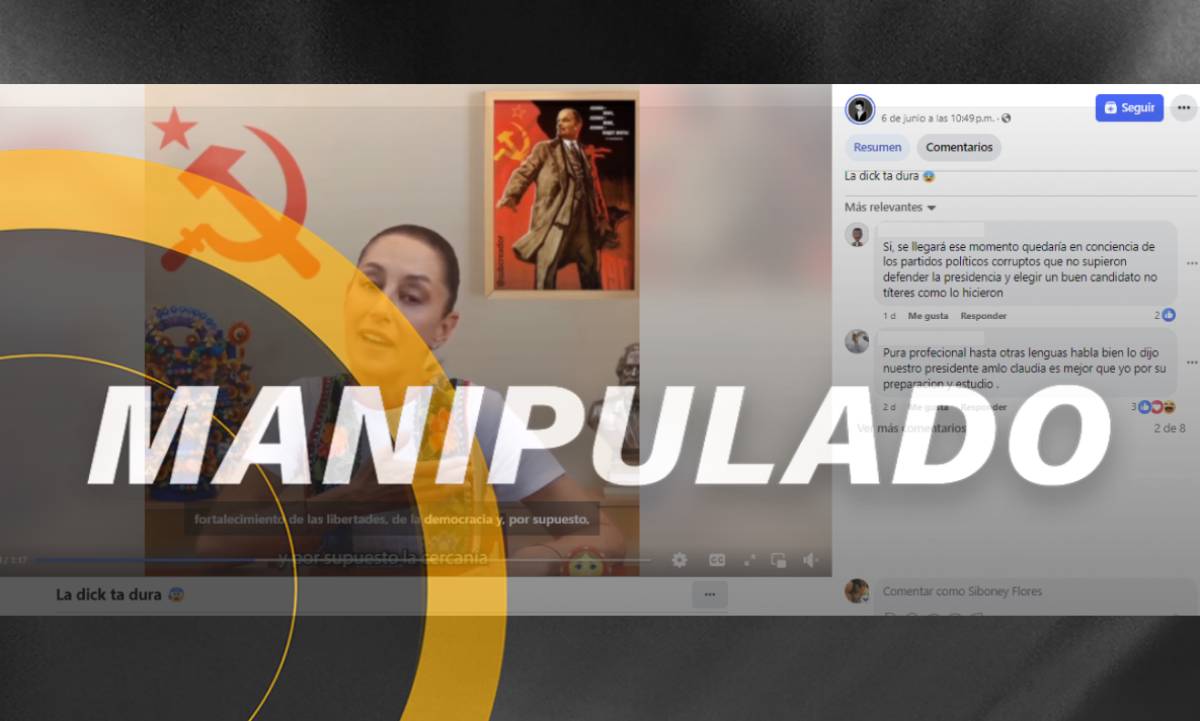 Falso que Claudia Sheinbaum agradeciera a sus votantes en ruso y con signos del comunismo