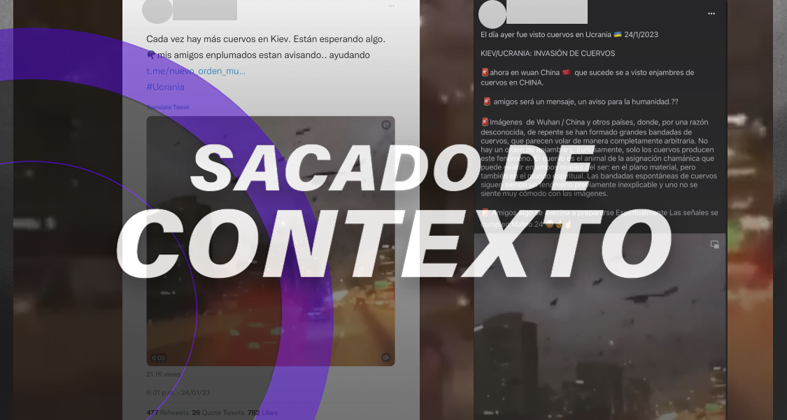 ¿Un parvada de cuervos por la guerra en Ucrania? No, el video se grabó en Texas en 2017