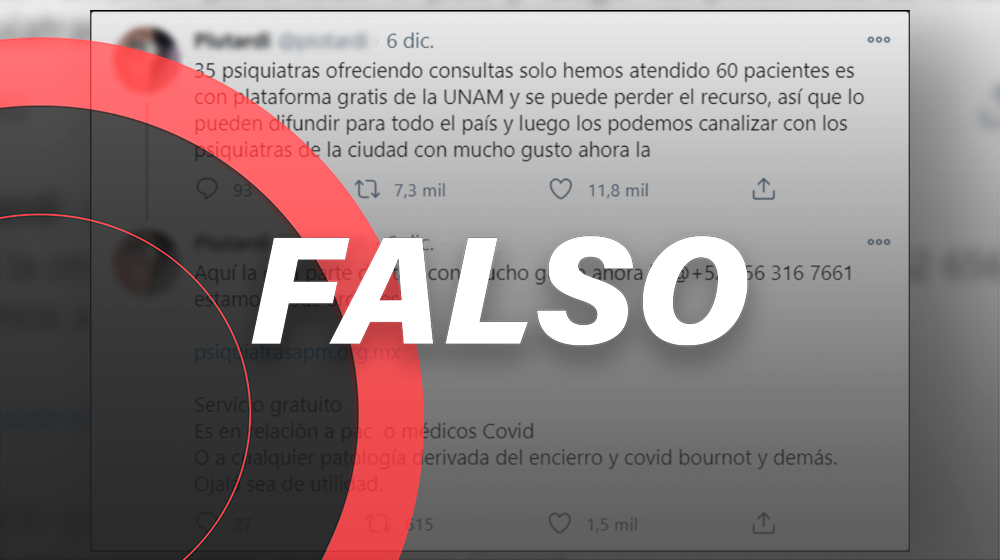 Es falso que se cancelará el servicio de atención psiquiátrica de la UNAM