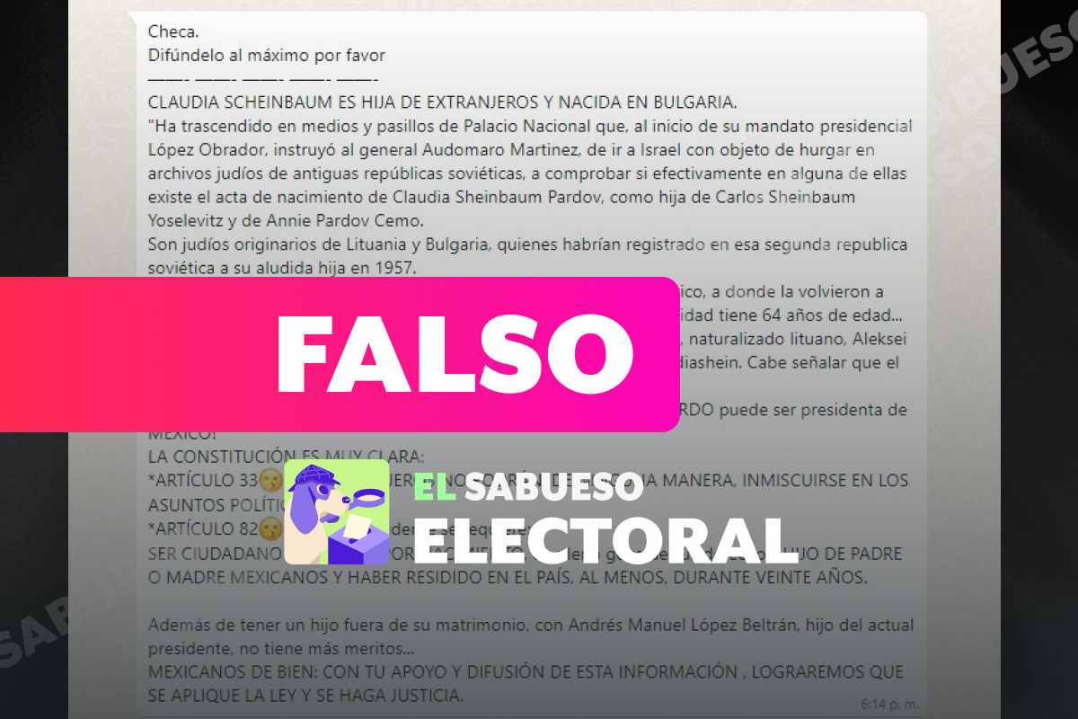 ¿Claudia Sheinbaum nació en Bulgaria? Falso, acta muestra que es mexicana 