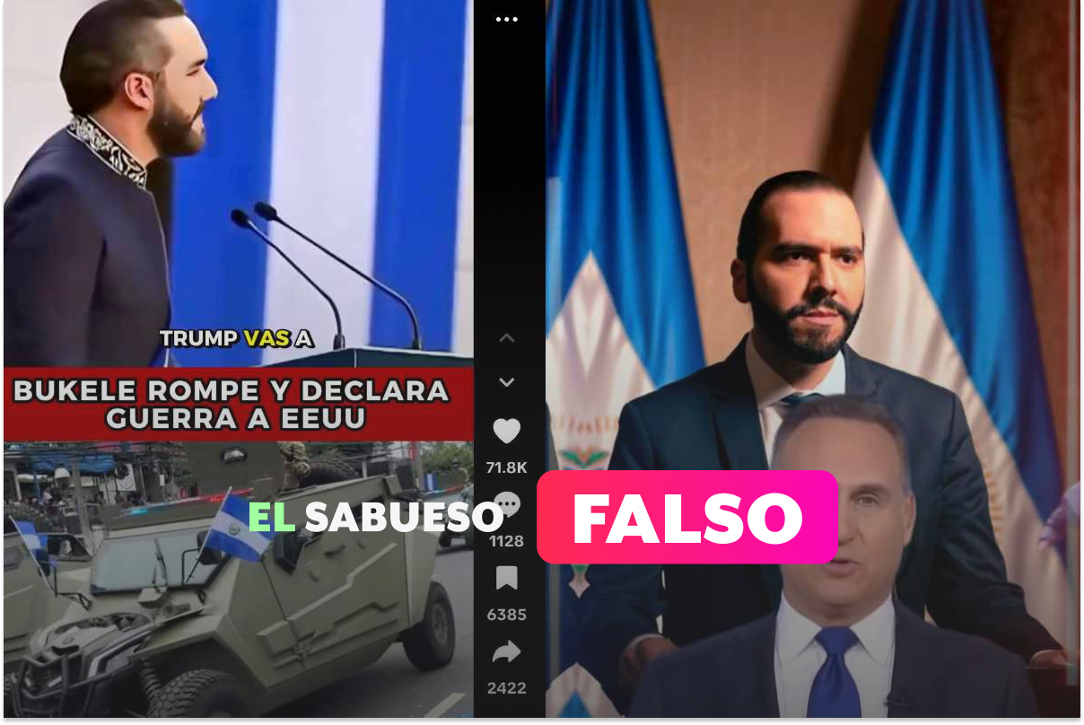 Un video donde Bukele le declara la guerra a Estados Unidos arrasa en TikTok, pero todo es falso