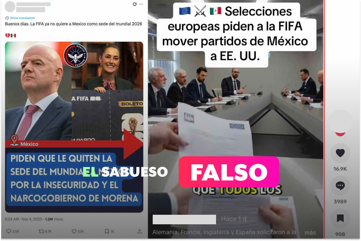 Es falso que la FIFA pidió que México sea retirado como sede del Mundial de Futbol 2026