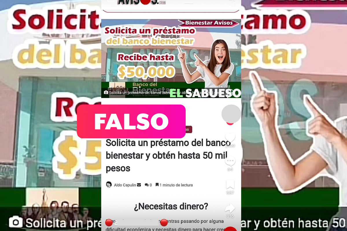 Falso que el Banco del Bienestar ofrezca créditos y préstamos, como aseguran en redes