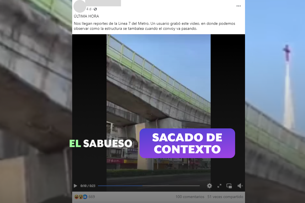 Este video no es de la Línea 7 del Metro; se grabó durante un sismo en Taiwán
