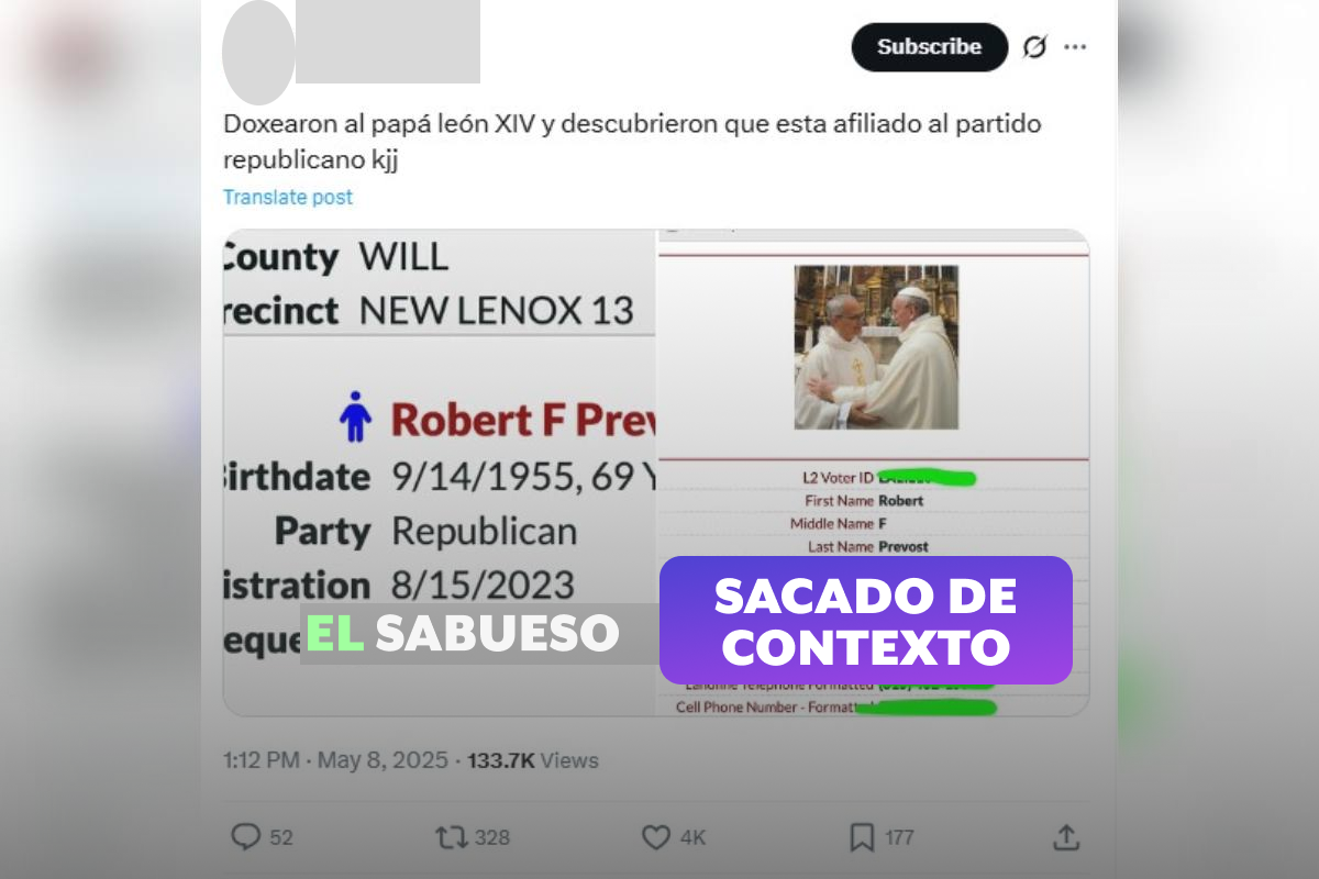 ¿El papa León XIV es miembro del Partido Republicano? No, los registros están sacados de contexto
