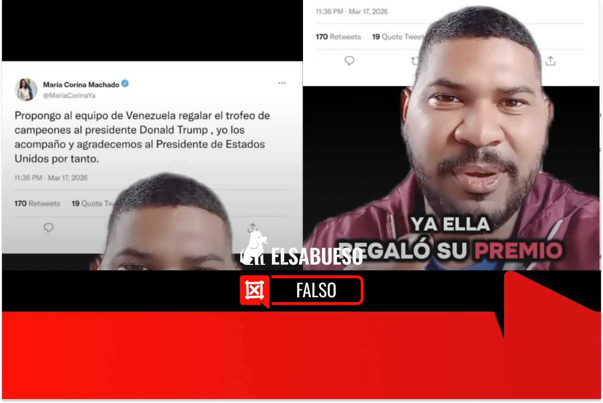 Es falso que Corina Machado pidió entregar la copa de beisbol de Venezuela a Trump