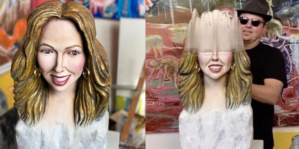 ¡Wow! *Artista crea escultura de Thalía con miles de hojas de papel* pintadas a mano