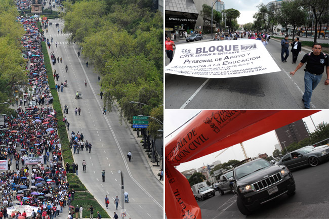 Maestros bloquean Bucareli y Reforma al no llegar a acuerdo